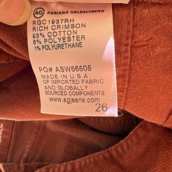 AG Jeans Paneled Quinne Crop High Rise Pleated Cropped Kick Flare Rich Crimson - Picture 4 of 8